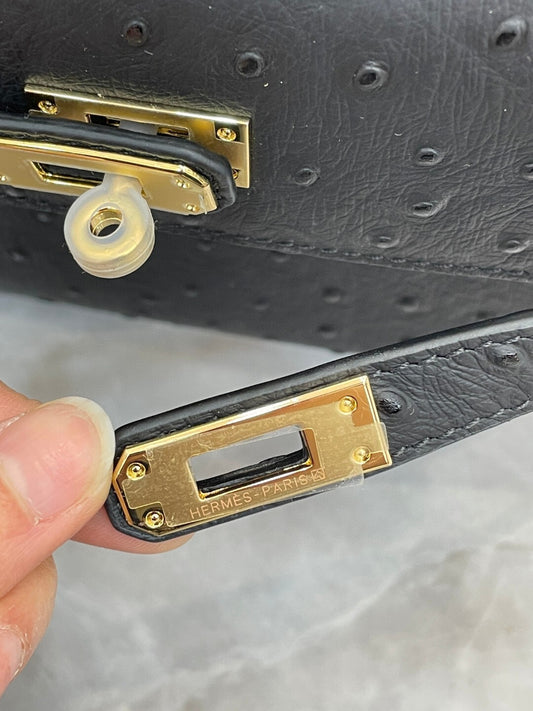 1:1 Hermes Kelly Pochette Ostrich leather