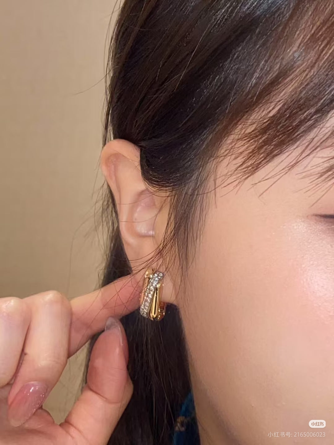 1:1 Celine three-color full diamond earrings