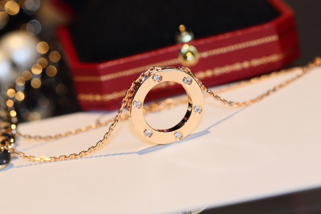 1:1 Cartier Gold diamond Big Cake Necklace