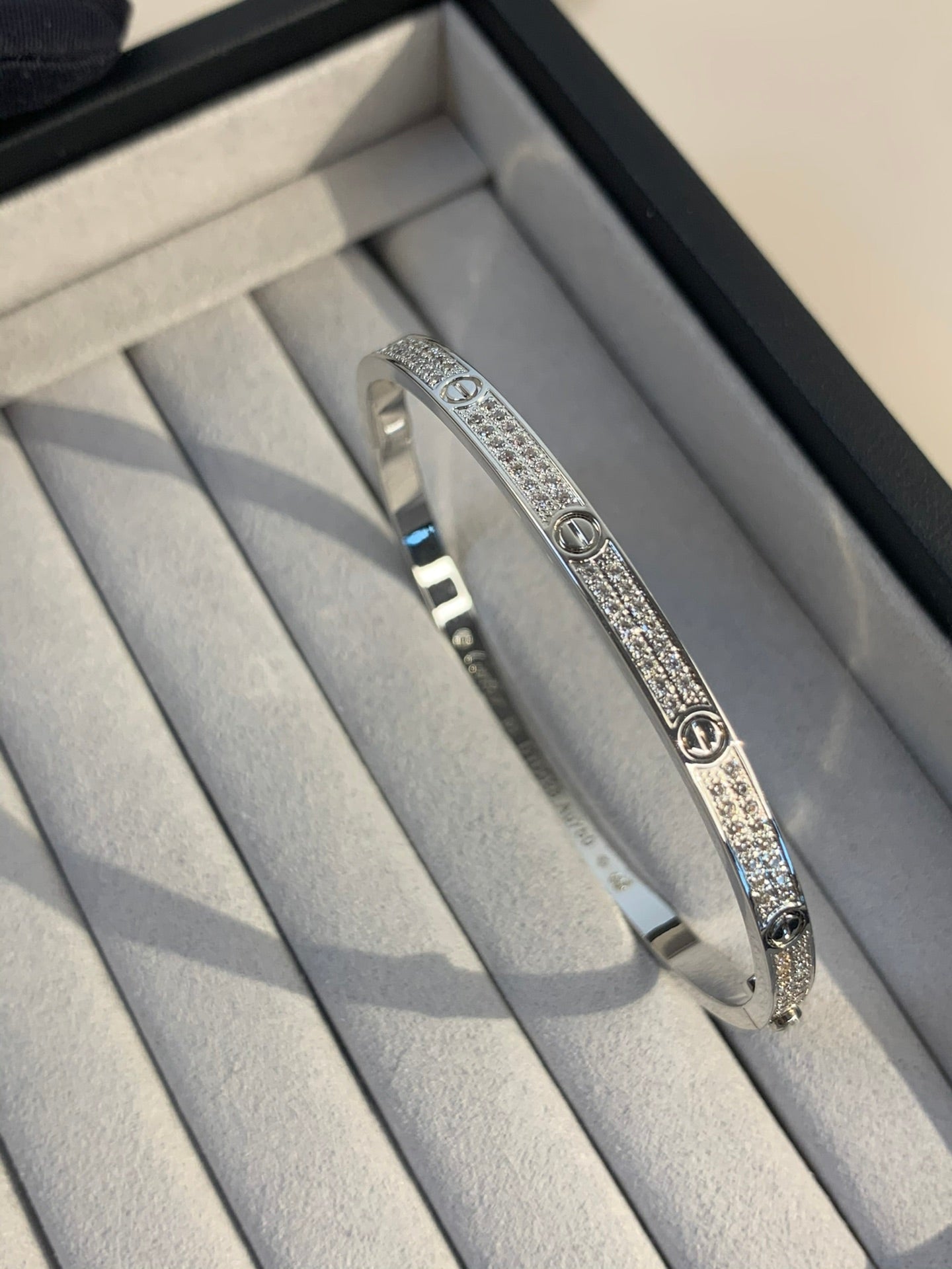 1:1 Cartier Silver diamond narrow Love bracelet