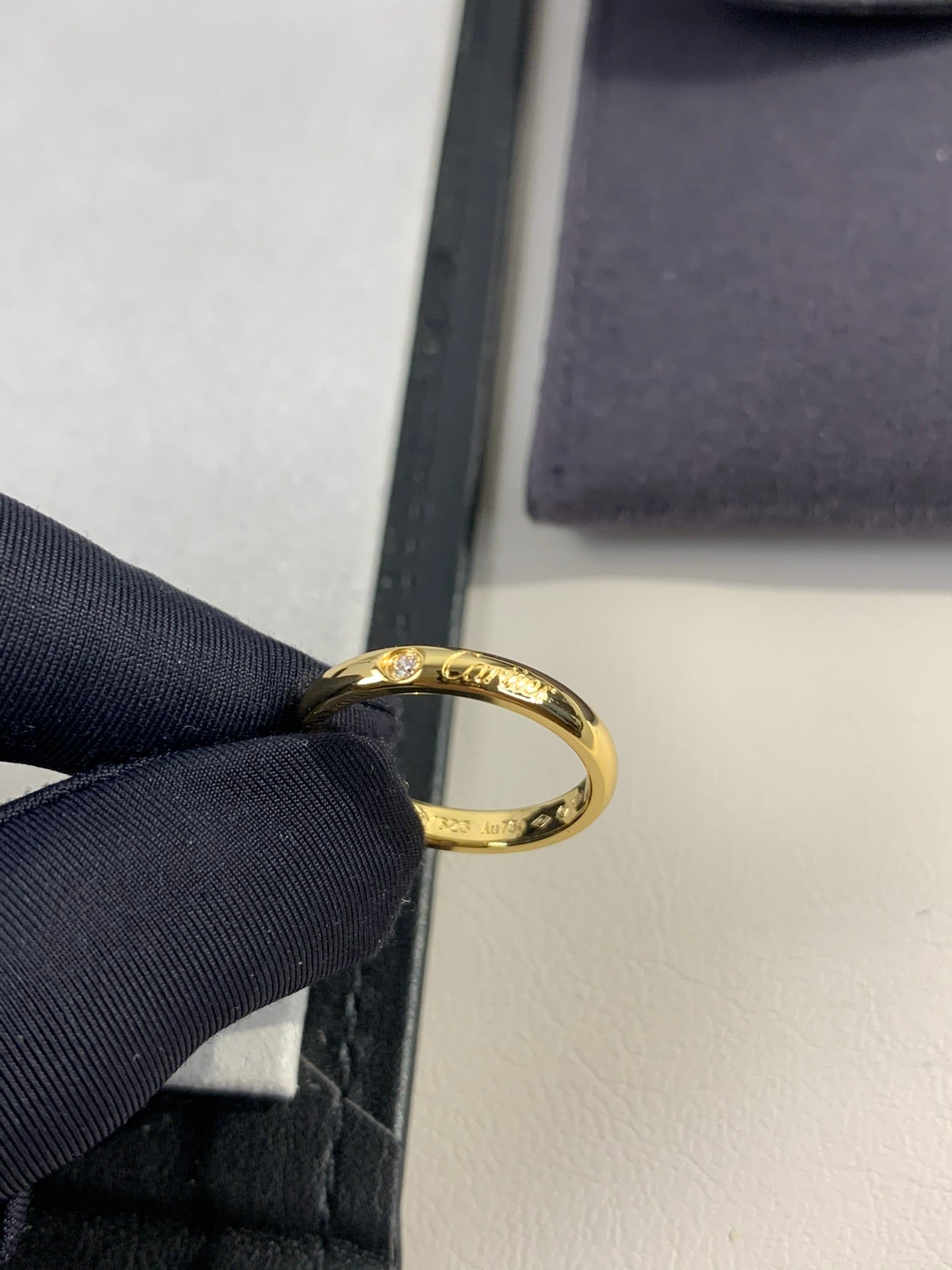 1:1 Cartier Gold solitaire diamond band ring