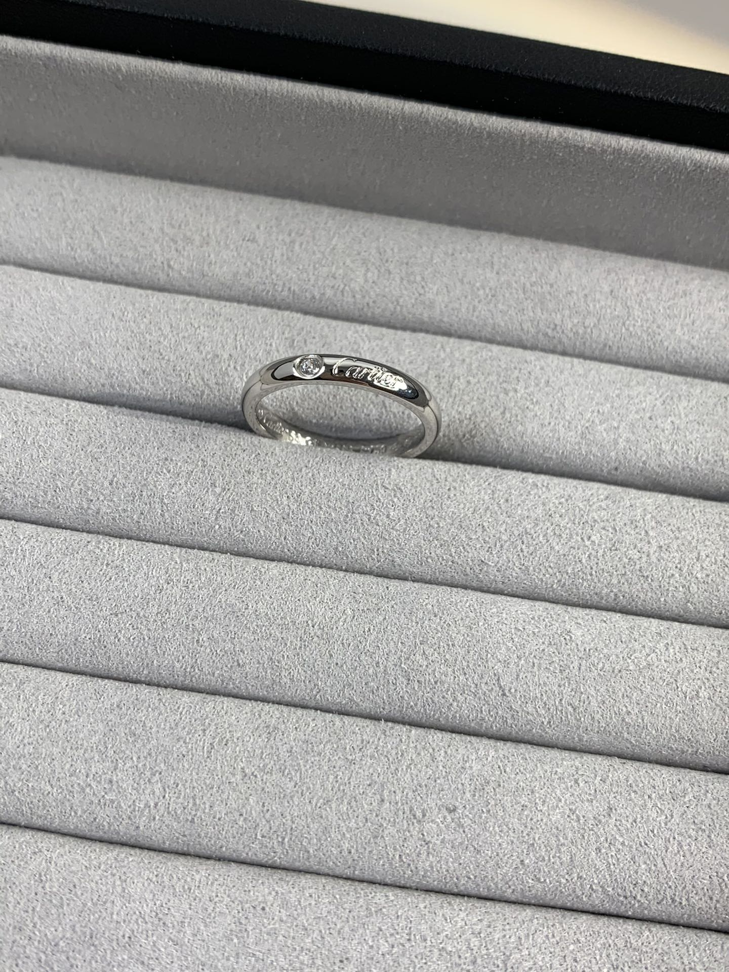 1:1 Cartier Silver solitaire diamond band ring