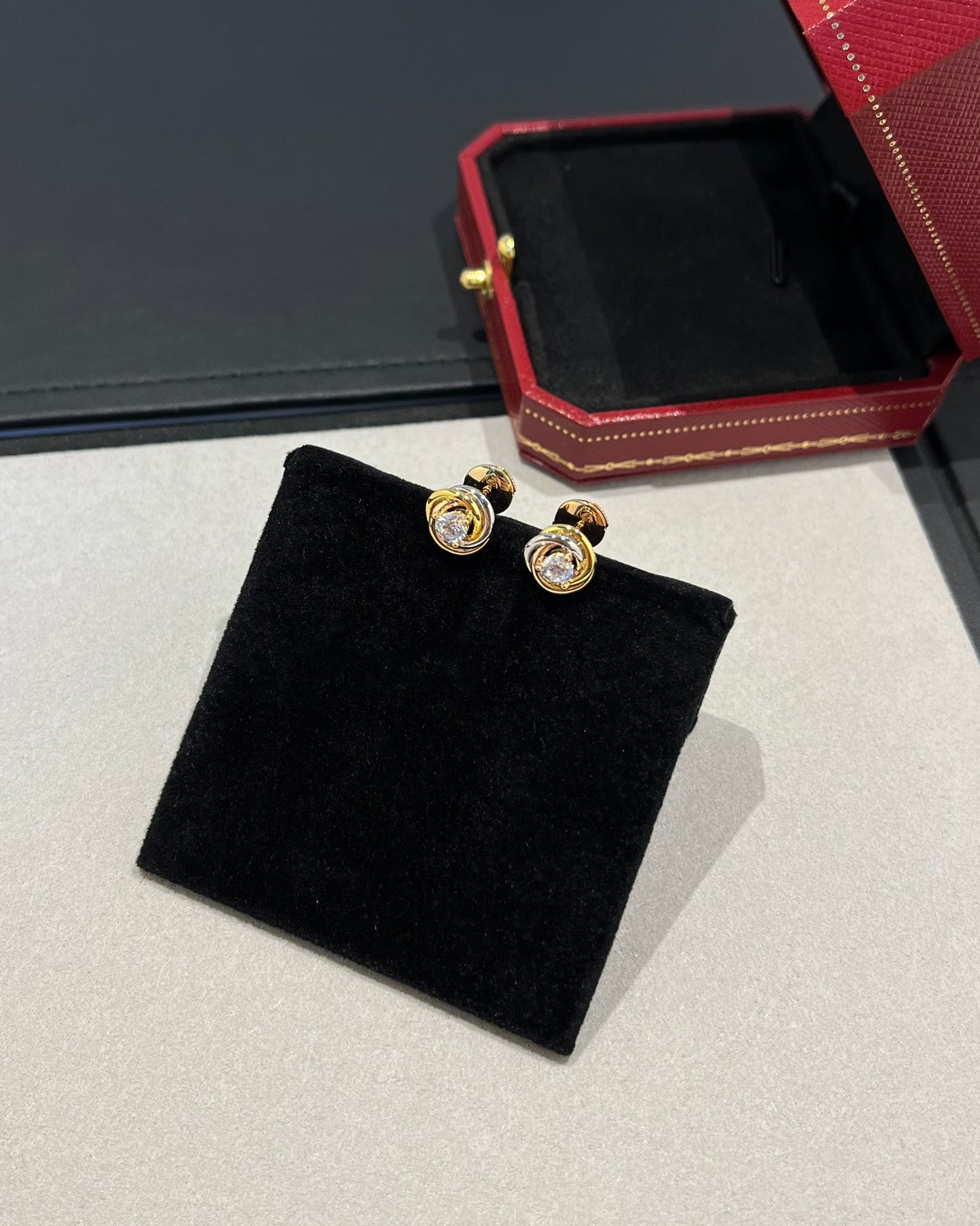 1:1 Cartier Triple Ring Diamond Stud Earrings