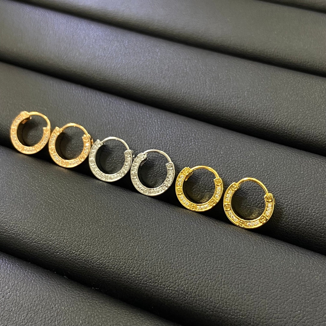 1:1 Cartier full-diamond round ear cuffs