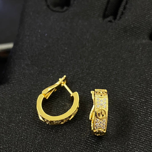 1:1 Cartier three rows of diamonds ear puffs