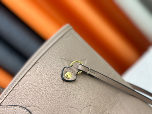 Top-tier Beige Emboss Monogram Neverfull MM