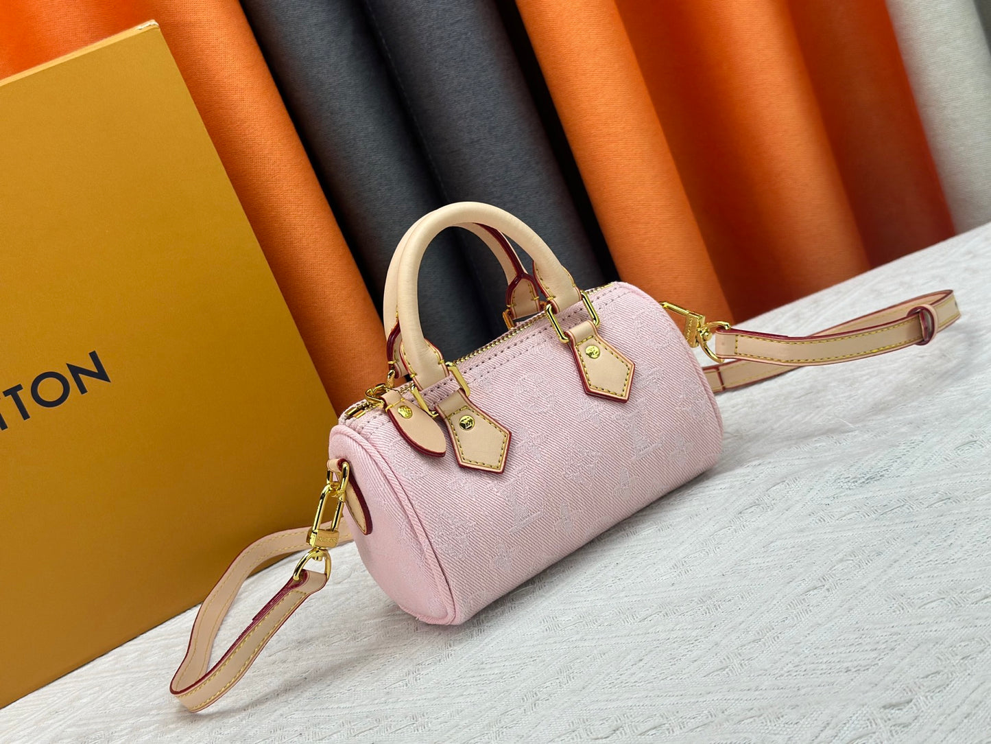 Top-tier Pink Denim Nano Speedy