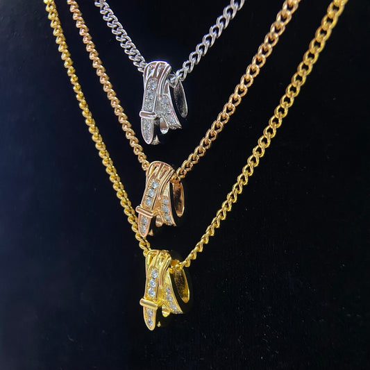 1:1 Hermès diamond leather belt necklace