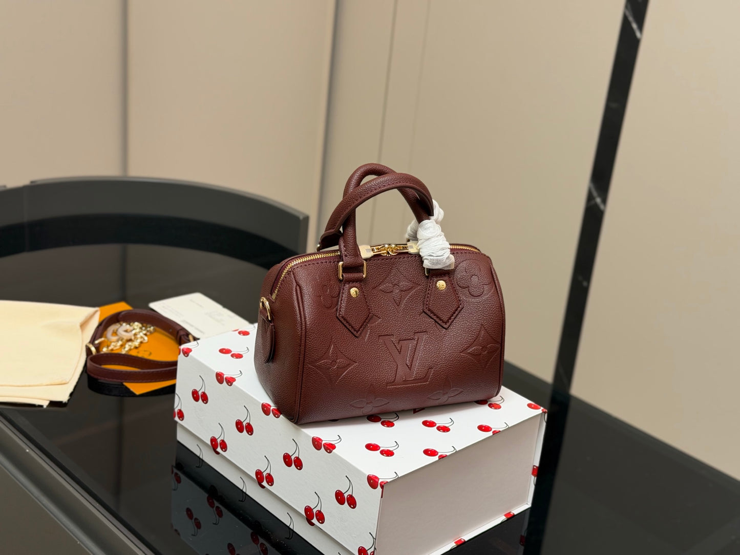 1:1 Louis vuitton Brown Embossed Monogram Speedy 20