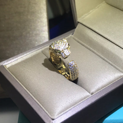 1:1 Cartier full diamond panther head couple ring