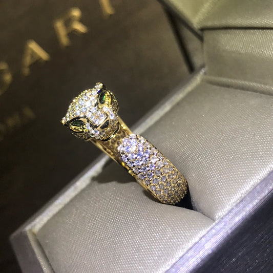 1:1 Cartier full diamond panther head couple ring