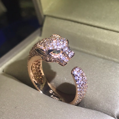 1:1 Cartier full diamond panther head couple ring