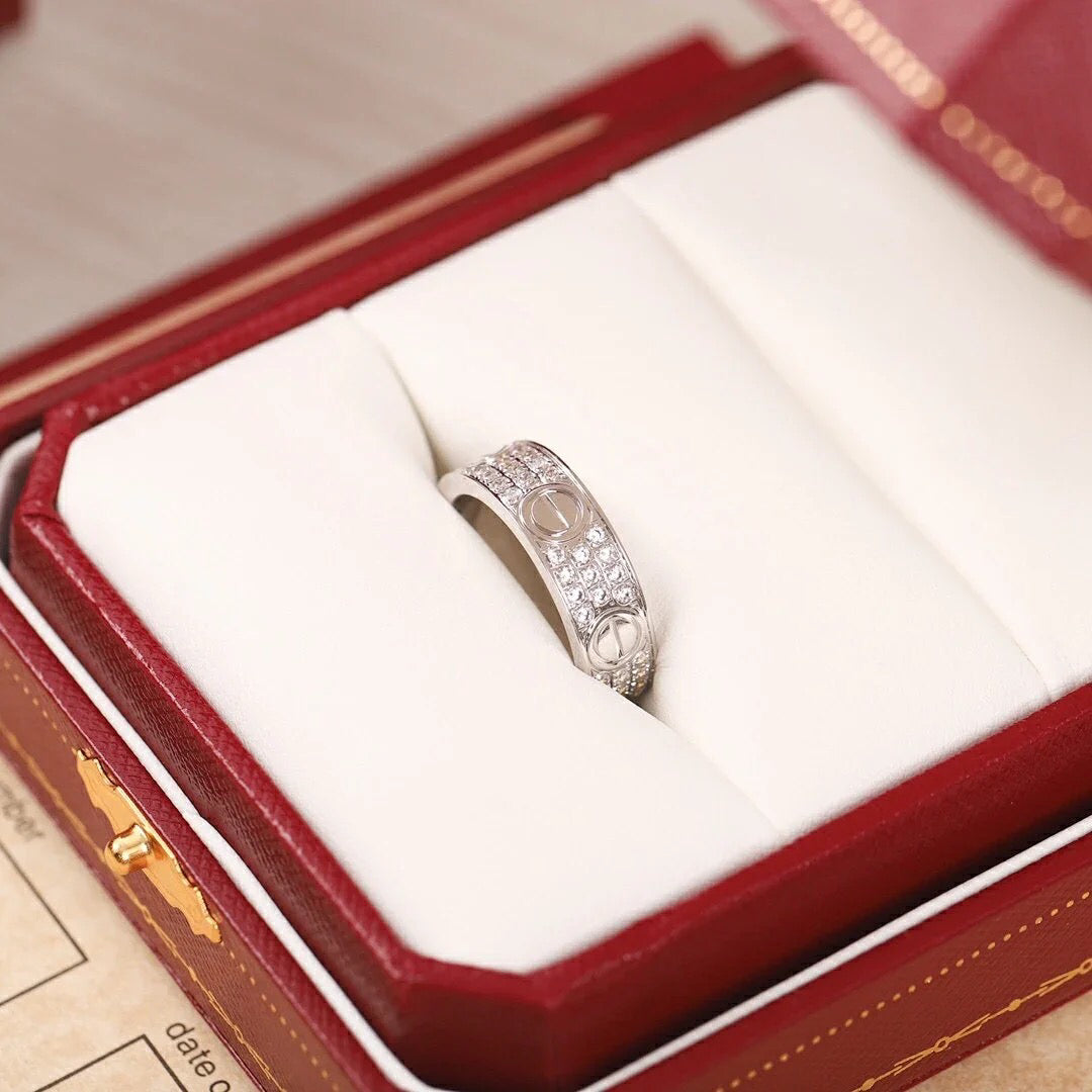 1:1 Cartier Love Starry Sky Wild Three-Row Diamond Ring
