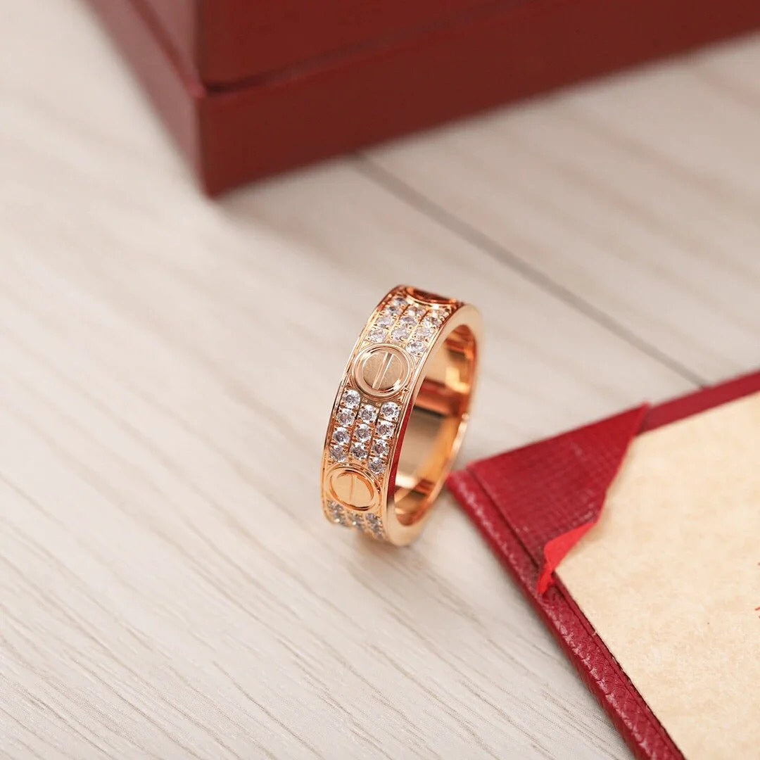 1:1 Cartier Love Starry Sky Wild Three-Row Diamond Ring