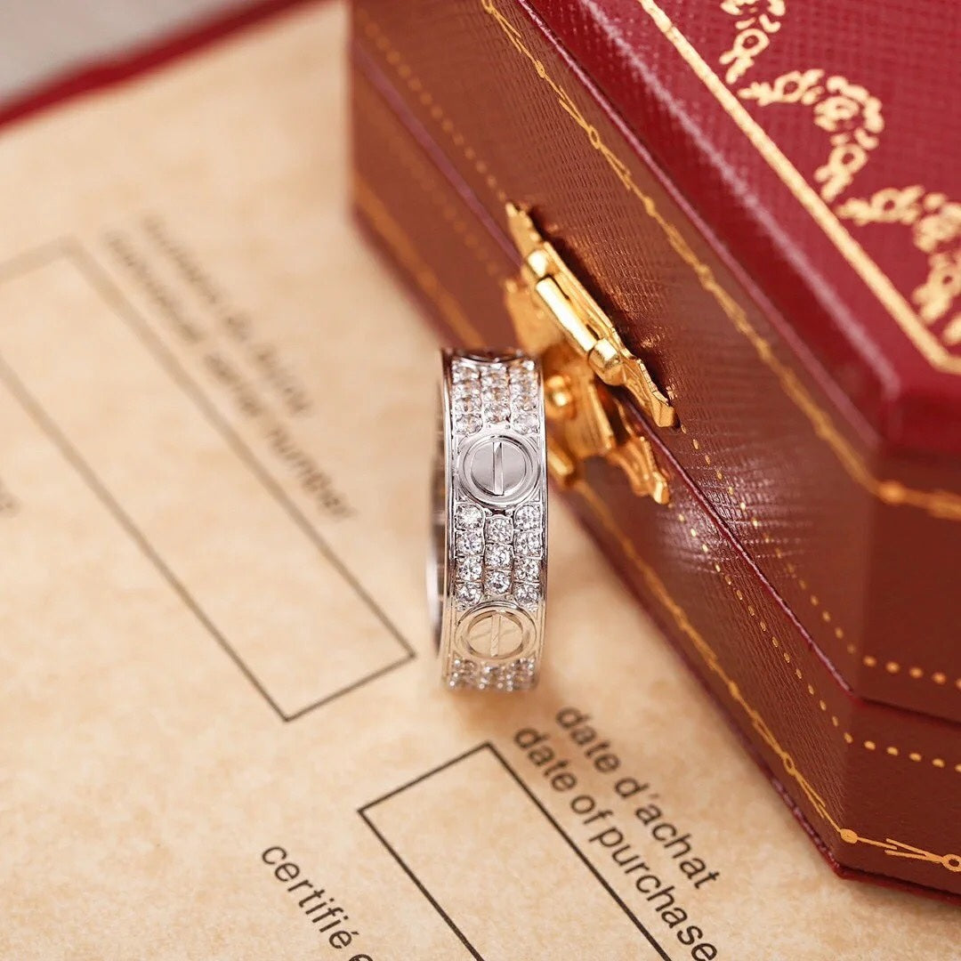 1:1 Cartier Love Starry Sky Wild Three-Row Diamond Ring