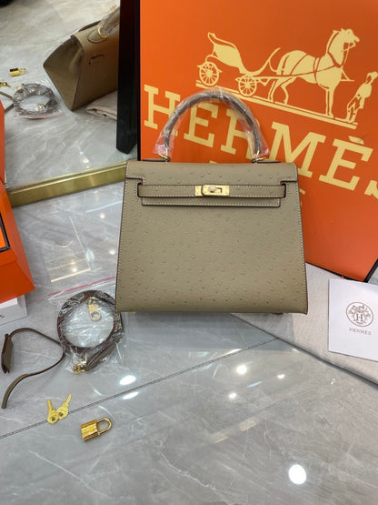 1:1 Hermes Kelly 25 Ostrich pattern