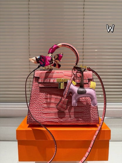 1:1 Hermes Kelly 25 Crocodile cowhide leather