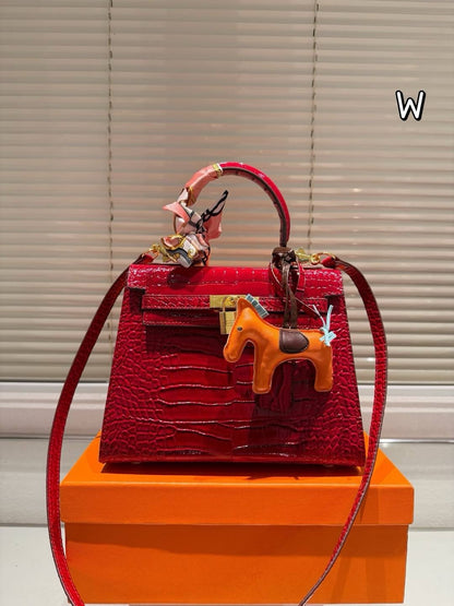 1:1 Hermes Kelly 25 Crocodile cowhide leather