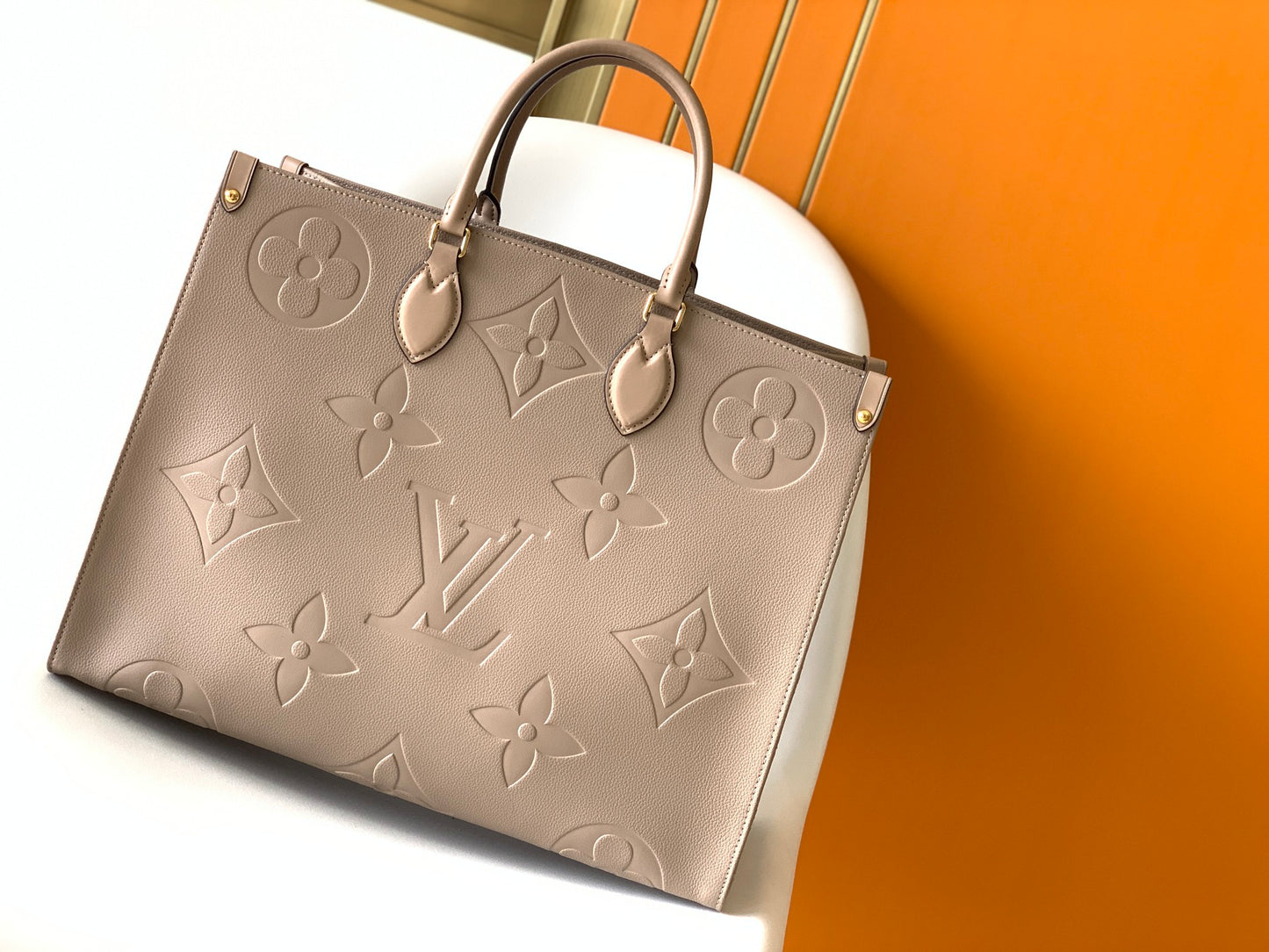 1:1  Beige Emboss Monogram OnTheGo