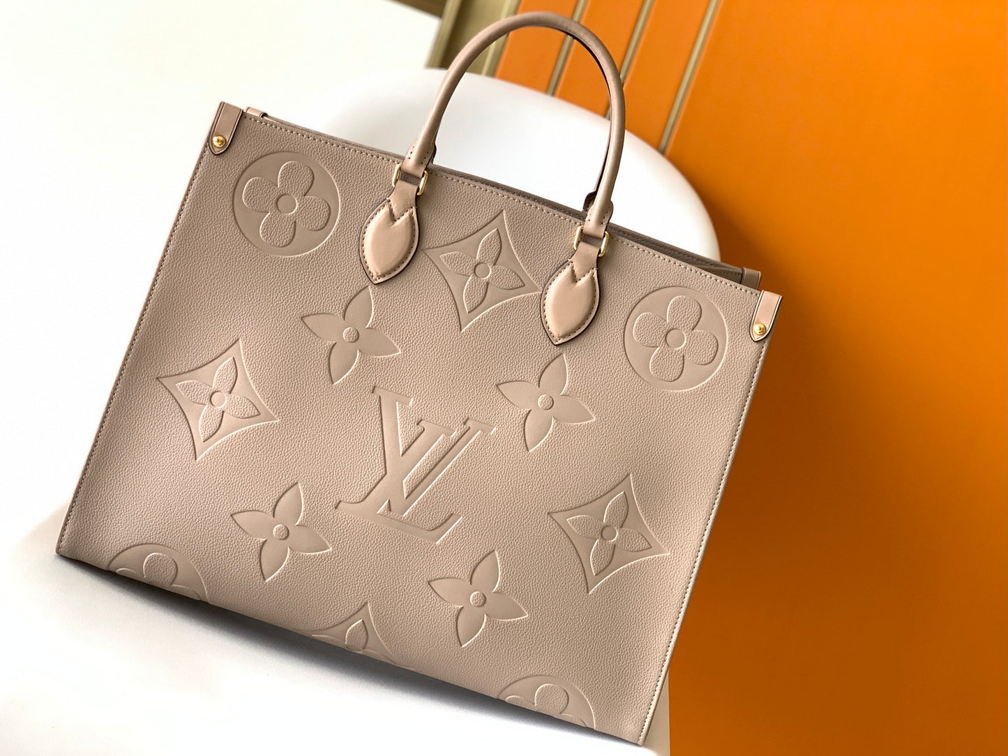 1:1  Beige Emboss Monogram OnTheGo