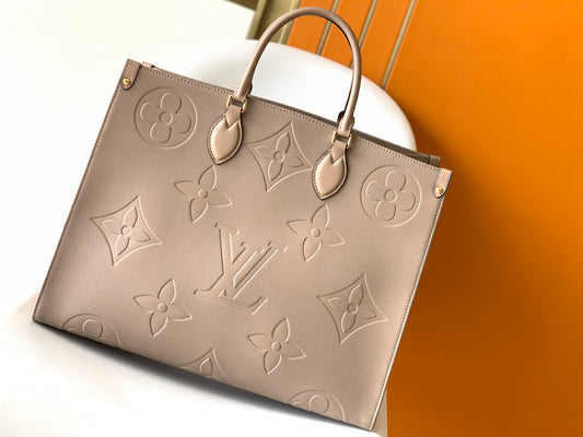 1:1  Beige Emboss Monogram OnTheGo