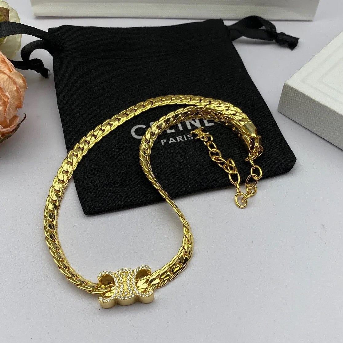 1:1 Celine Arc de Triomphe snake bone Necklace