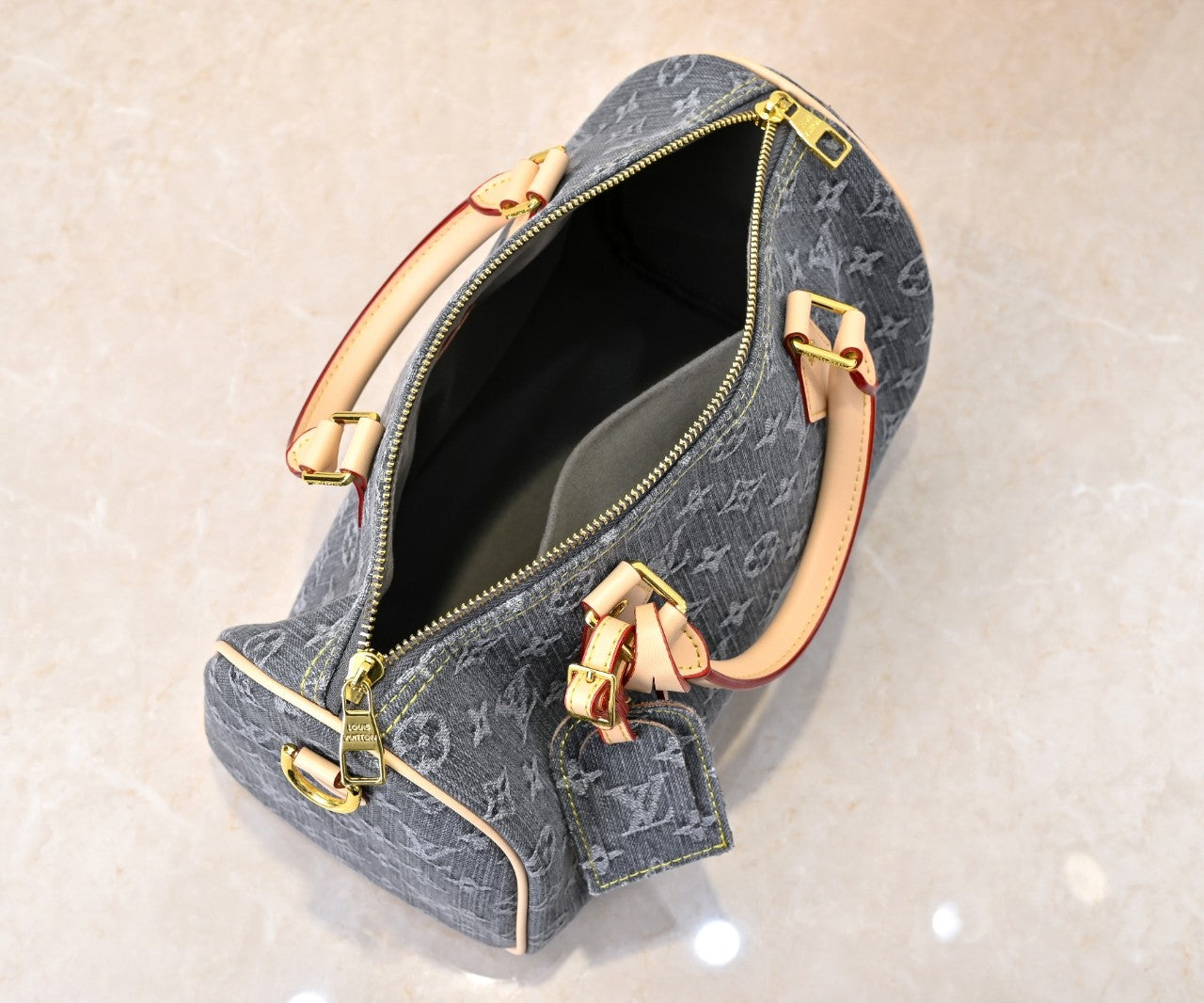 1:1 quality Grey denim Speedy 30