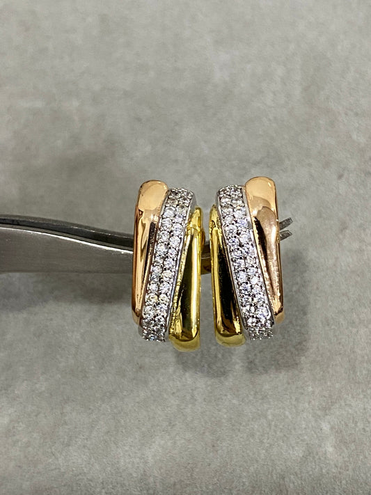 1:1 Celine three-color full diamond earrings