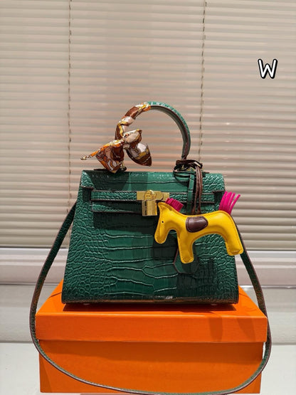 1:1 Hermes Kelly 25 Crocodile cowhide leather