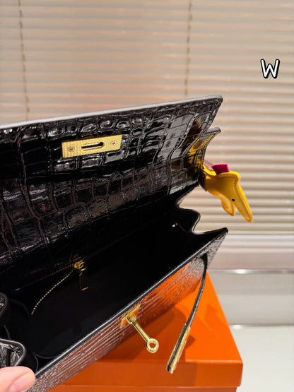 1:1 Hermes Kelly 25 Crocodile cowhide leather