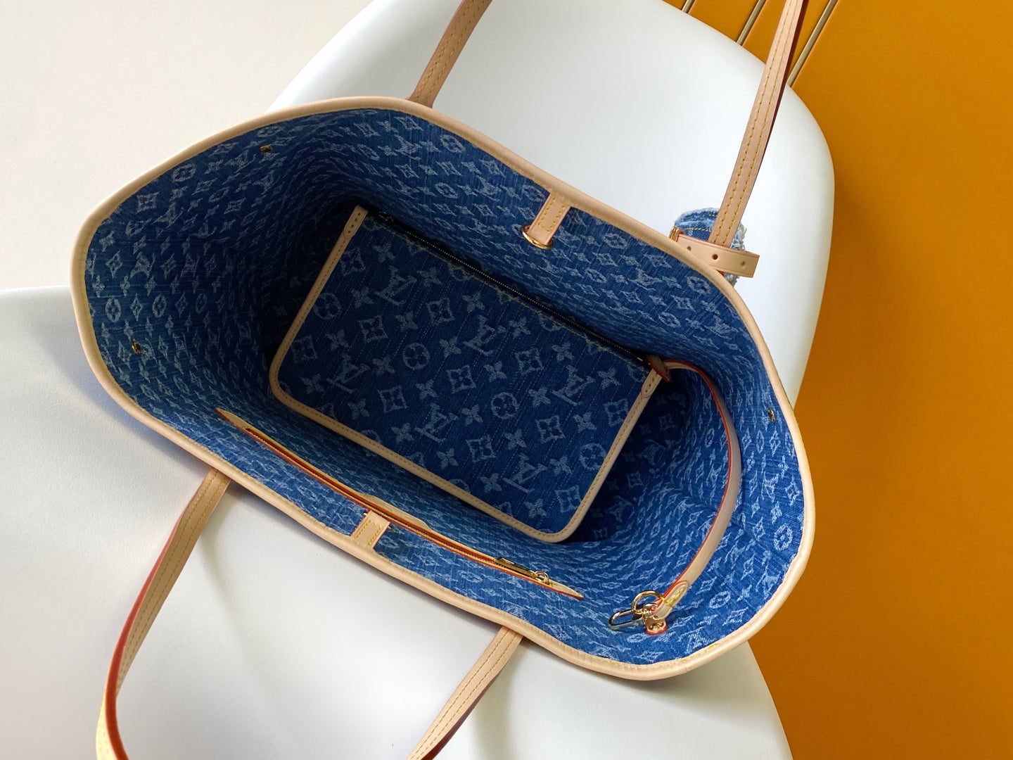 Top-tier Engrave Denim monogram Neverfull MM
