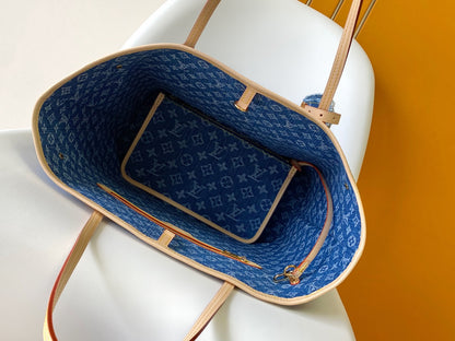 Top-tier Engrave Denim monogram Neverfull MM