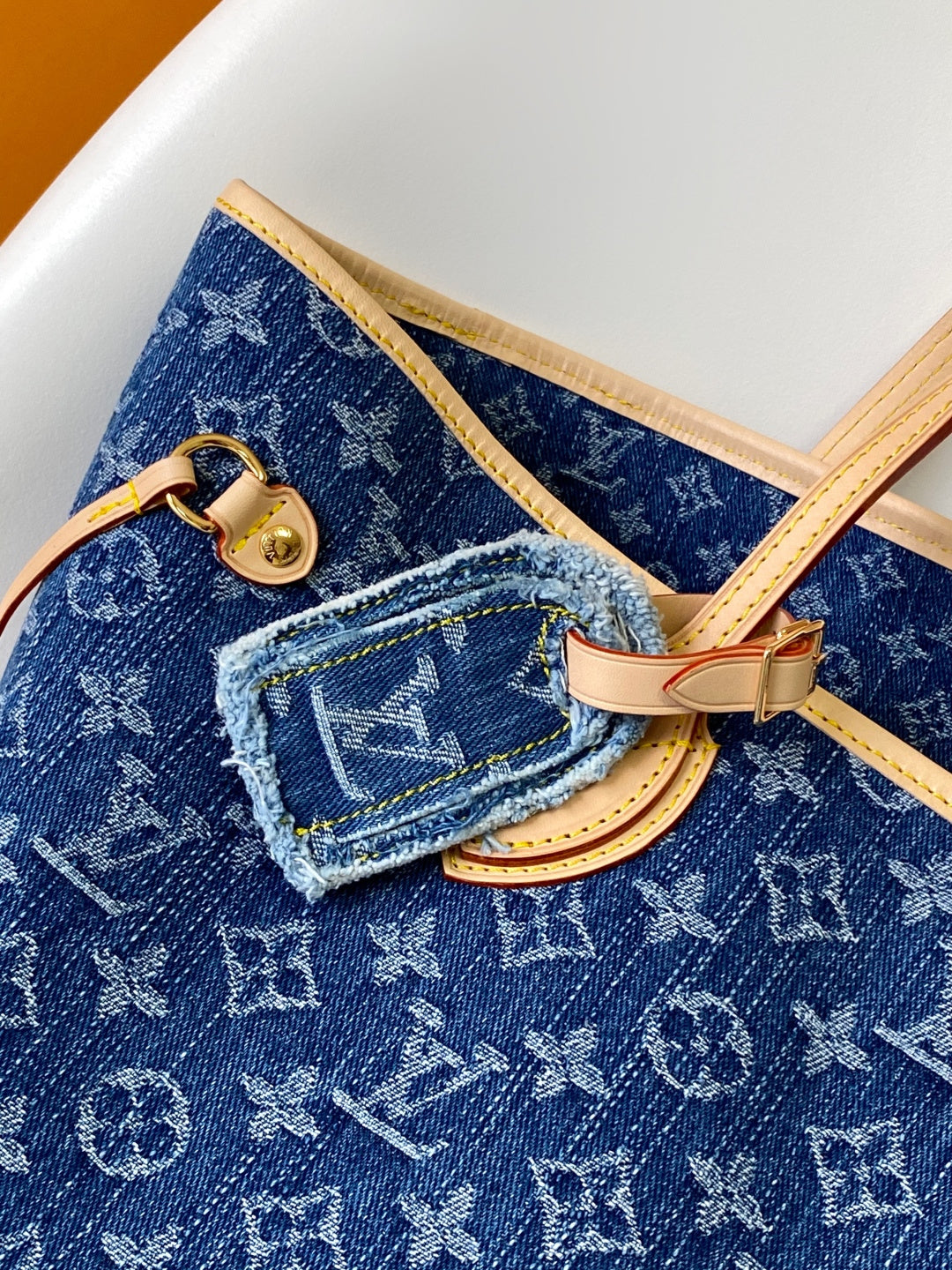 Top-tier Engrave Denim monogram Neverfull MM