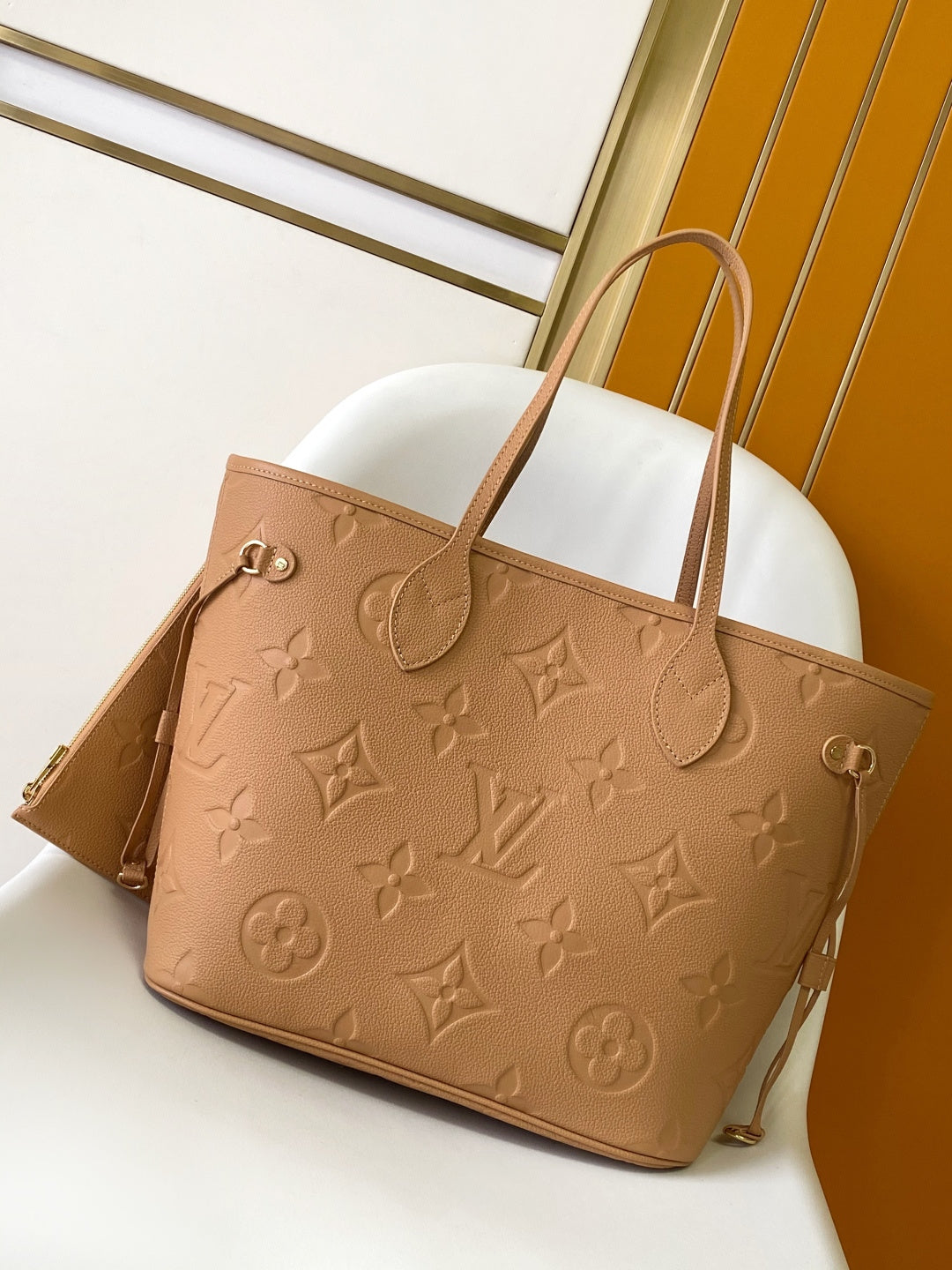 Top-tier original Brown Emboss Monogram Neverfull MM