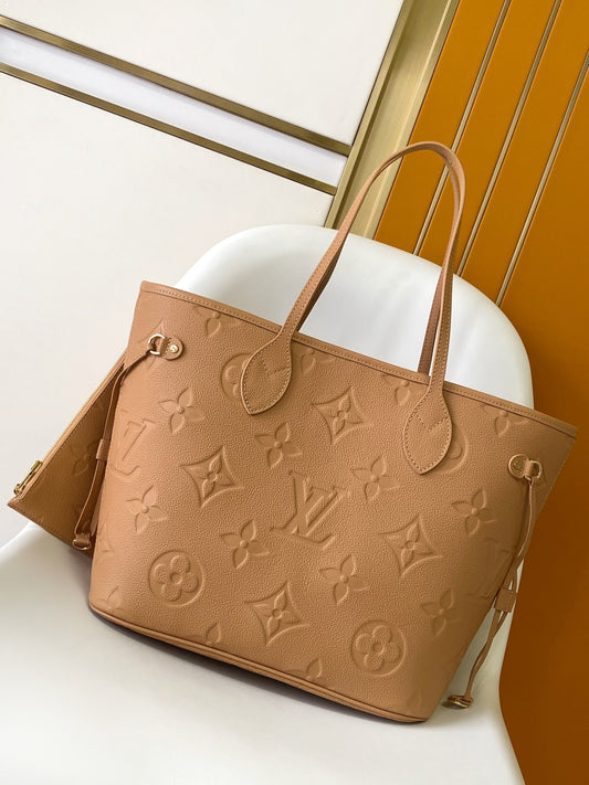 Top-tier original Brown Emboss Monogram Neverfull MM