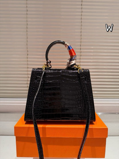 1:1 Hermes Kelly 25 Crocodile cowhide leather