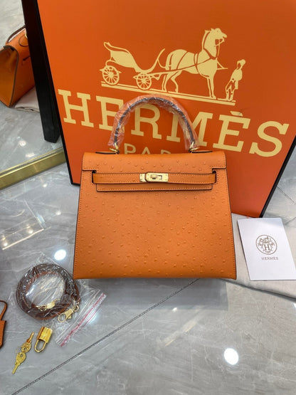 1:1 Hermes Kelly 25 Ostrich pattern