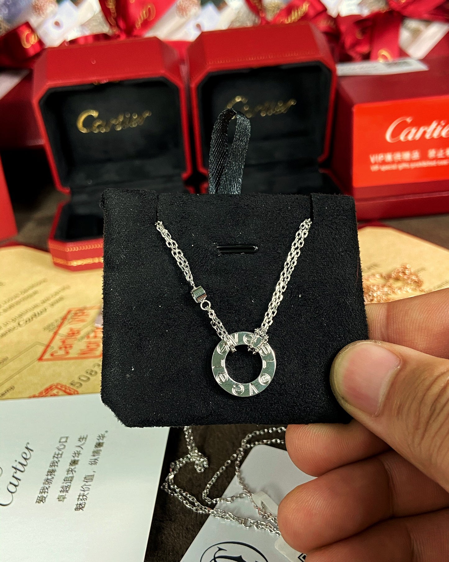 1:1 Cartier Love Double Chain Round Necklace