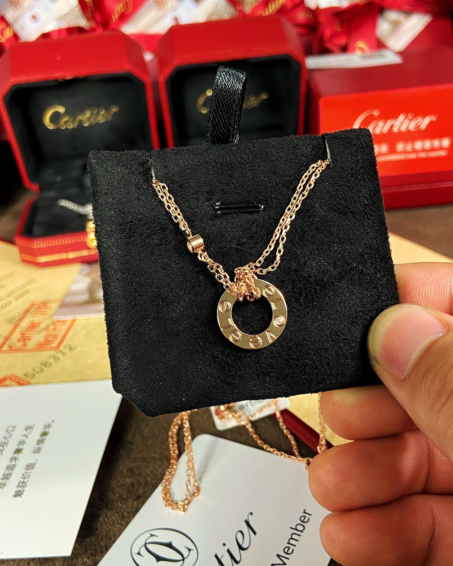 1:1 Cartier Love Double Chain Round Necklace