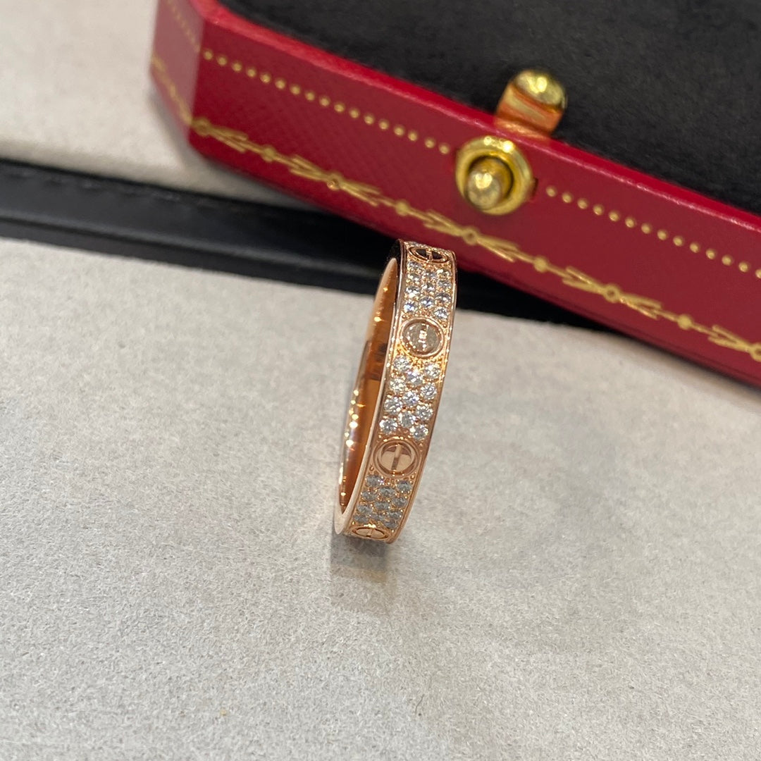 1:1 Cartier Love Starry Sky Narrow Three-Row Diamond Ring
