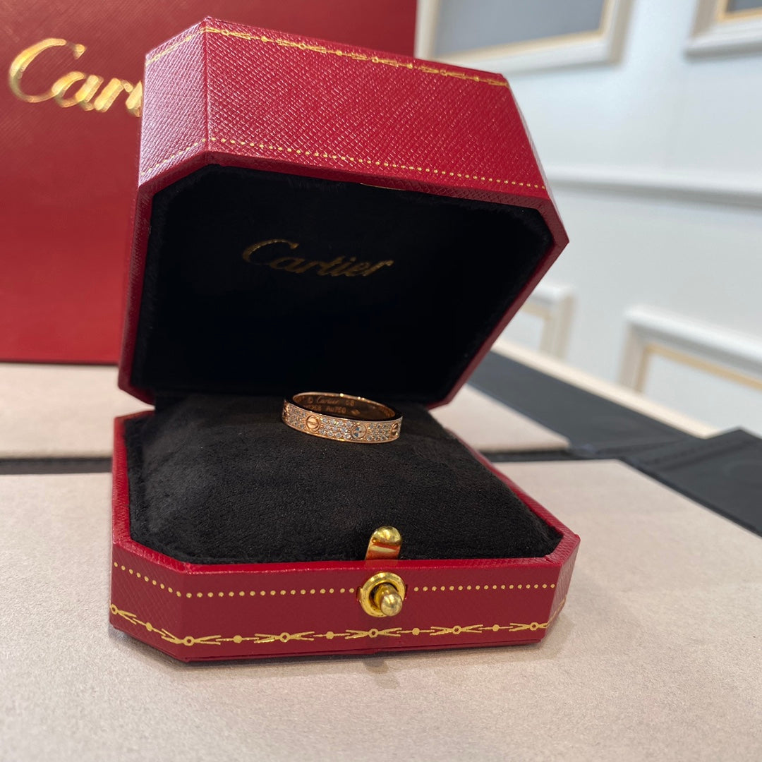 1:1 Cartier Gold Love Starry Sky Narrow Three-Row Diamond Ring