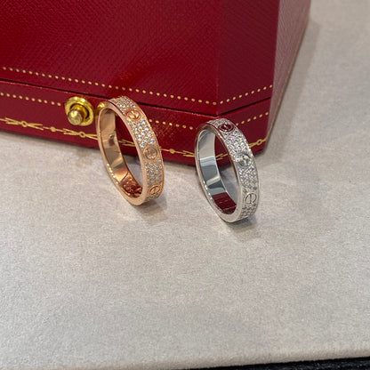 1:1 Cartier Love Starry Sky Narrow Three-Row Diamond Ring