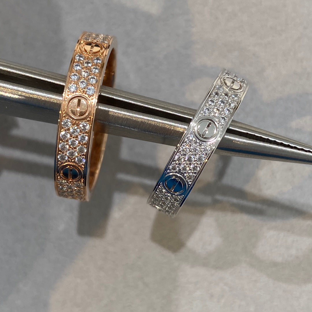 1:1 Cartier Love Starry Sky Narrow Three-Row Diamond Ring