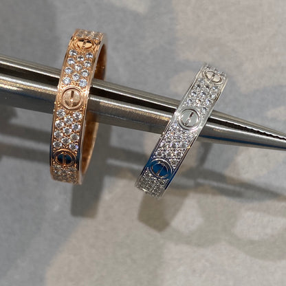 1:1 Cartier Love Starry Sky Narrow Three-Row Diamond Ring