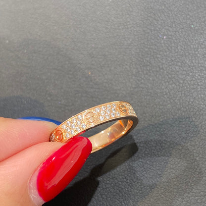 1:1 Cartier Love Starry Sky Narrow Three-Row Diamond Ring