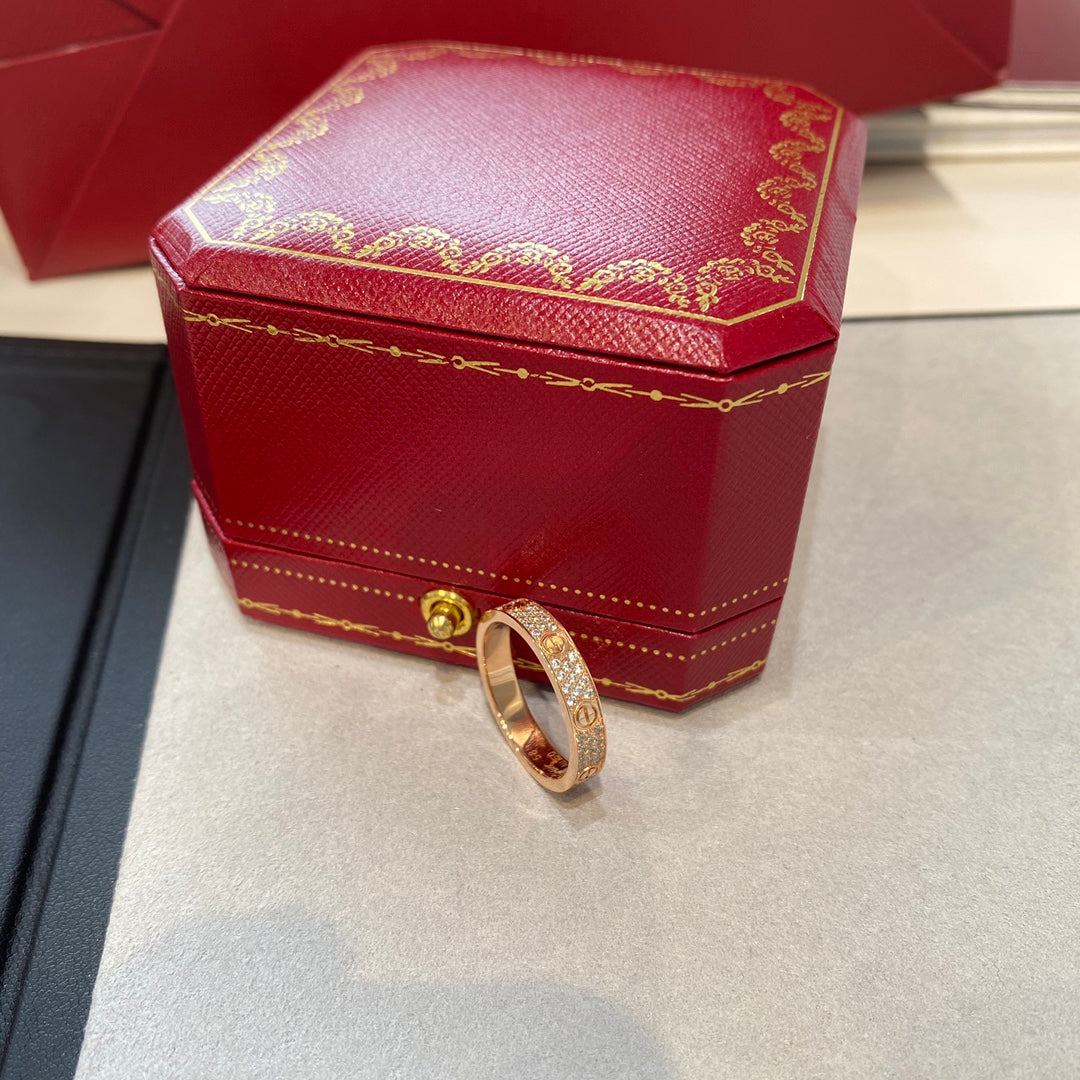 1:1 Cartier Love Starry Sky Narrow Three-Row Diamond Ring