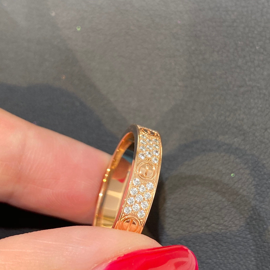 1:1 Cartier Love Starry Sky Narrow Three-Row Diamond Ring