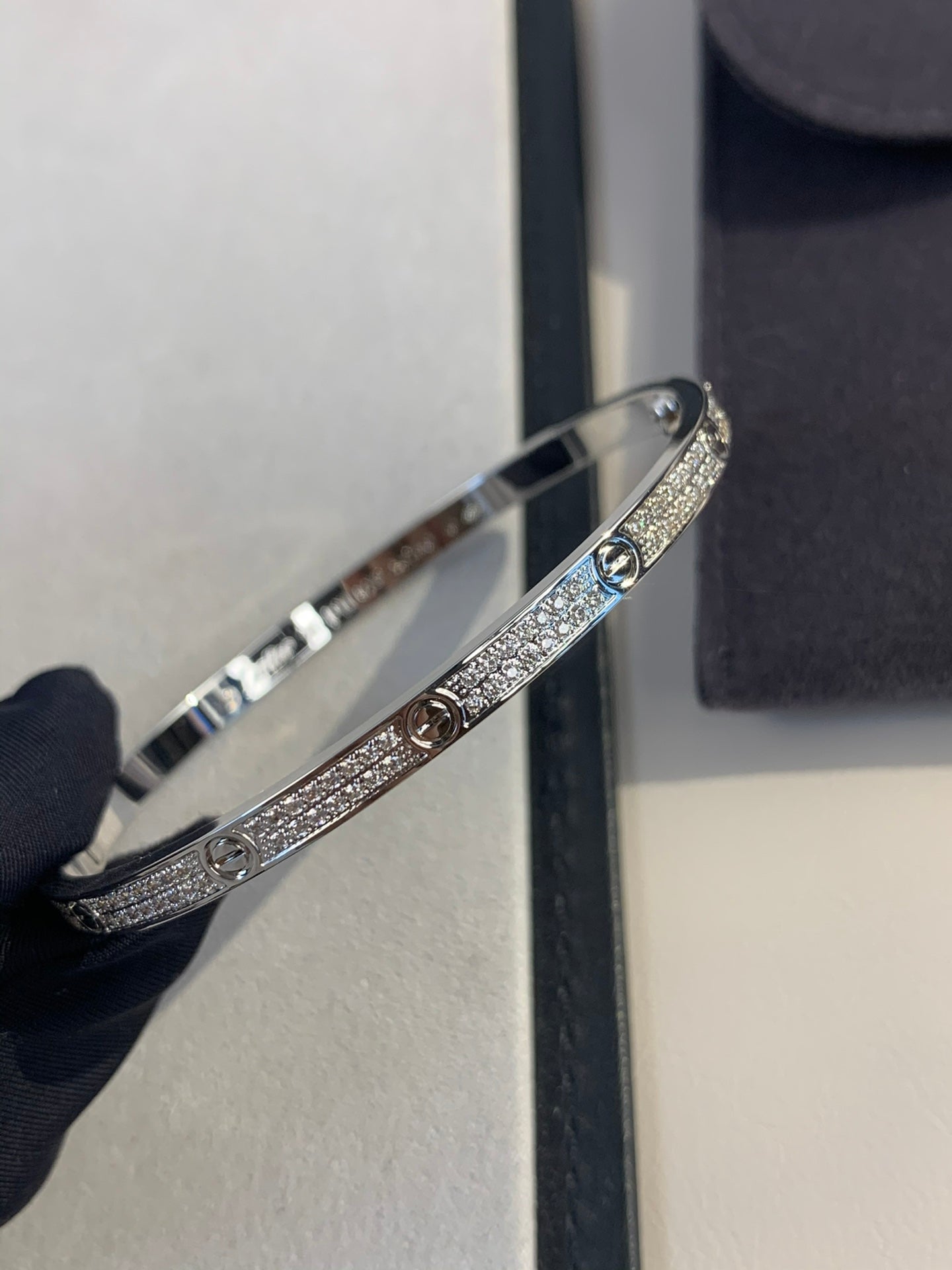 1:1 Cartier Silver diamond narrow Love bracelet