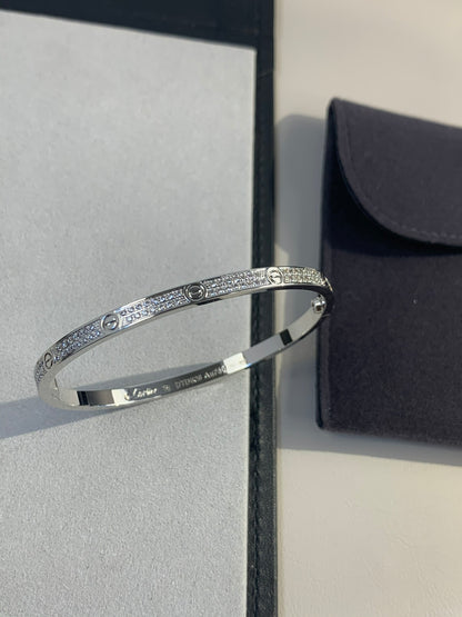 1:1 Cartier Silver diamond narrow Love bracelet