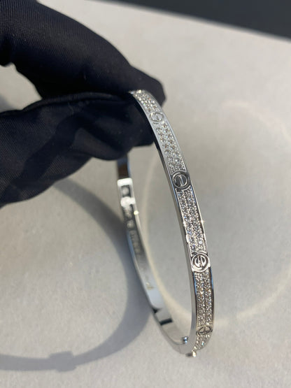 1:1 Cartier Silver diamond narrow Love bracelet